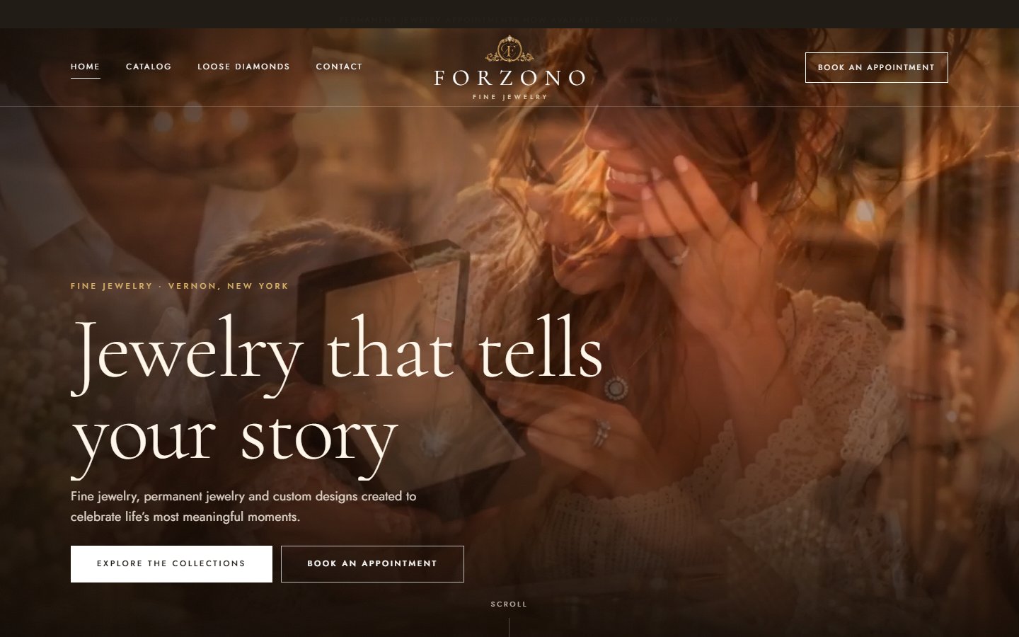 Forzono Fine Jewelry website homepage