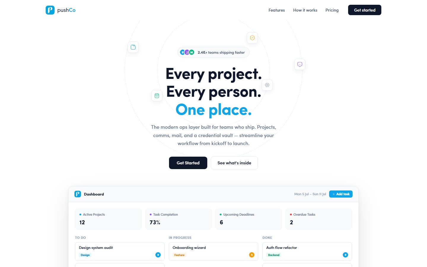 PushCo website homepage