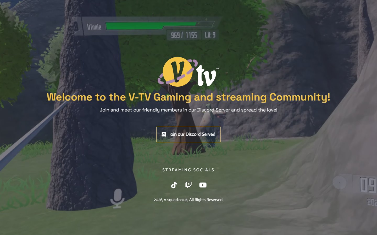 V-Squad website homepage